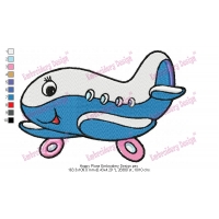 Happy Plane Embroidery Design